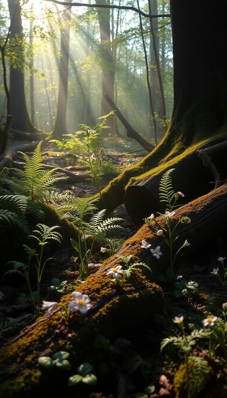 Best Breathtaking AI Spring Forest Floor Phone Aesthetic Background